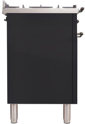 ILVE 36 in. Nostalgie Series Single Oven Natural Gas Burner and Oven in Matte Graphite with Oiled Bronze Trim, UPN90FDVGGMYNG