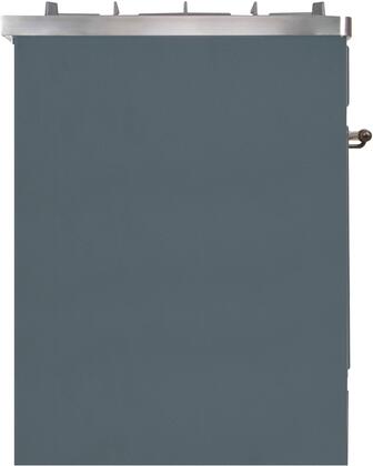 ILVE Majestic II 30" Natural Gas Burner, Electric Oven Range in Blue Grey with Bronze Trim, UM30DNE3BGBNG