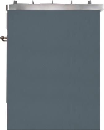 ILVE Majestic II 30" Natural Gas Burner, Electric Oven Range in Blue Grey with Bronze Trim, UM30DNE3BGBNG