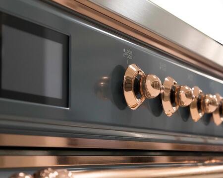 ILVE Majestic II 30" Natural Gas Burner, Electric Oven Range in Blue Grey with Copper Trim, UM30DNE3BGPNG