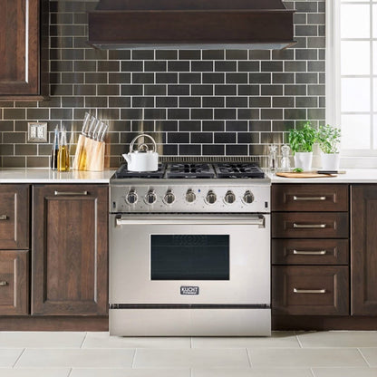 Kucht Professional 36 in. 5.2 cu ft. Natural Gas Range with Silver Knobs, KRG3618U-S