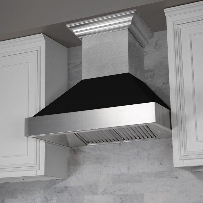ZLINE 30 in. Ducted DuraSnow® Stainless Steel Range Hood with Black Matte Shell, 8654BLM-30