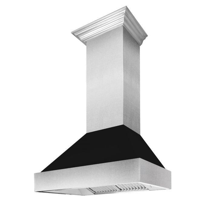 ZLINE 36 in. Ducted DuraSnow® Stainless Steel Range Hood with Black Matte Shell, 8654BLM-36