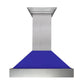 ZLINE 36 in. Ducted DuraSnow® Stainless Steel Range Hood with Blue Matte Shell, 8654BM-36