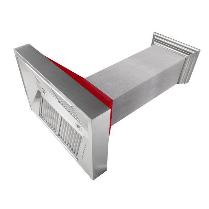 ZLINE 36 in. Ducted DuraSnow® Stainless Steel Range Hood with Red Gloss Shell, 8654RG-36
