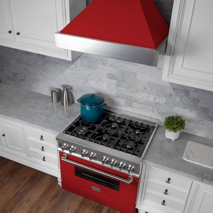ZLINE 30 in. Ducted DuraSnow® Stainless Steel Range Hood with Red Matte Shell, 8654RM-30