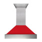 ZLINE 36 in. Ducted DuraSnow® Stainless Steel Range Hood with Red Matte Shell, 8654RM-36