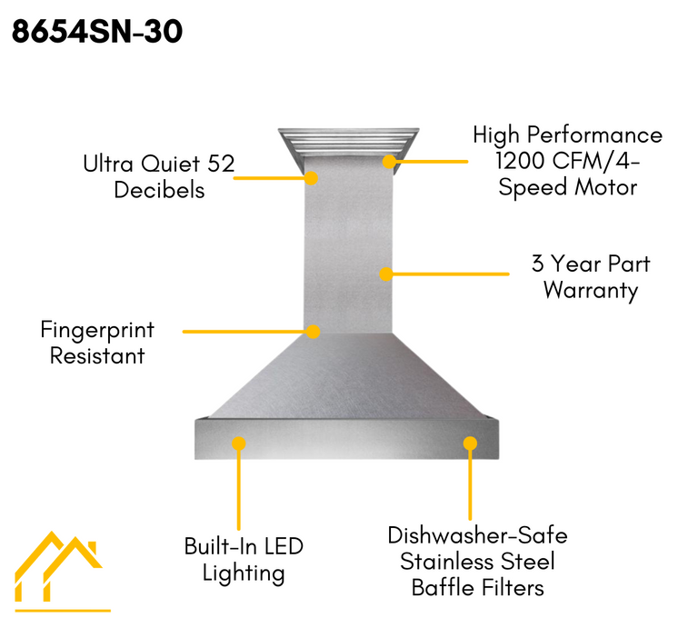 ZLINE 30 in. Dual Fuel Range and Range Hood DuraSnow® Stainless Steel Appliance Package, 2KP-RASSNRH30