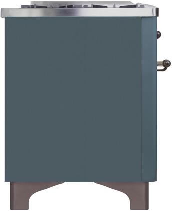 ILVE Majestic II 36" Natural Gas Burner, Electric Oven Range in Blue Grey with Bronze Trim, UM09FDNS3BGBNG