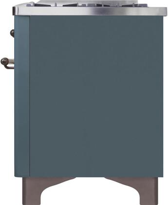 ILVE Majestic II 36" Natural Gas Burner, Electric Oven Range in Blue Grey with Bronze Trim, UM09FDNS3BGBNG