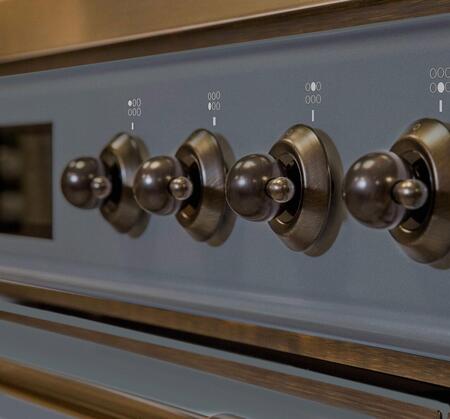 ILVE Majestic II 36" Natural Gas Burner, Electric Oven Range in Blue Grey with Bronze Trim, UM09FDNS3BGBNG