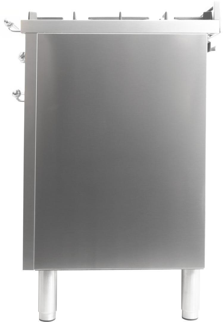 ILVE 40 in. Nostalgie Series Natural Gas Burner and Electric Oven Range in Stainless Steel with Chrome Trim, UPDN100FDMPIXNG