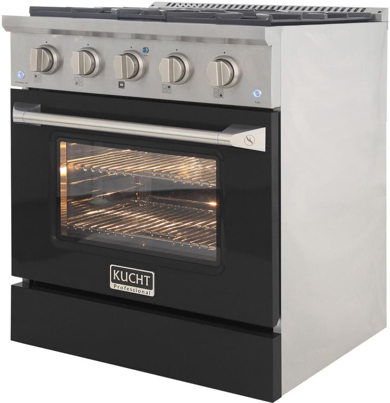 Kucht Professional 30 in. 4.2 cu ft. Natural Gas Range with Black Door and Silver Knobs, KNG301-K