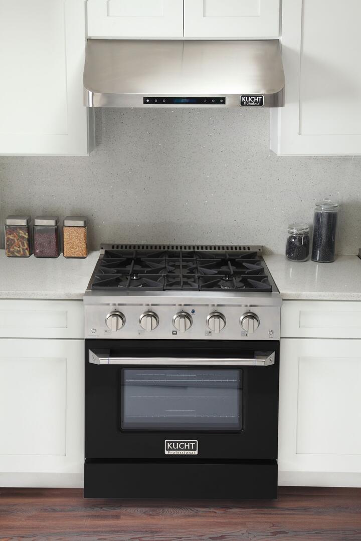 Kucht Professional 30 in. 4.2 cu ft. Natural Gas Range with Black Door and Silver Knobs, KNG301-K