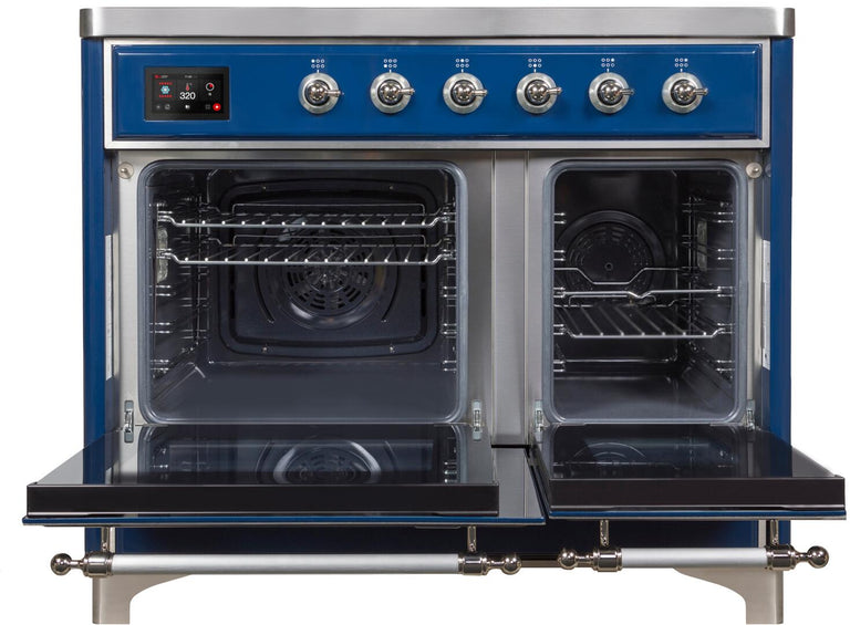 ILVE 40 in. Majestic II Series Induction Cooktop and Electric Oven Range with 6 Elements in Midnight Blue with Chrome Trim, UMDI10NS3MBC