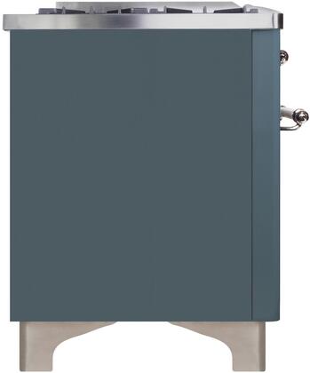 ILVE Majestic II 48" Propane Gas Burner, Electric Oven Range in Blue Grey with Chrome Trim, UM12FDNS3BGCLP