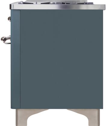 ILVE Majestic II 48" Propane Gas Burner, Electric Oven Range in Blue Grey with Chrome Trim, UM12FDNS3BGCLP