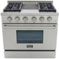 Kucht Professional 36 in. 5.2 cu ft. Natural Gas Range with Griddle and Silver Knobs, KRG3609U-S