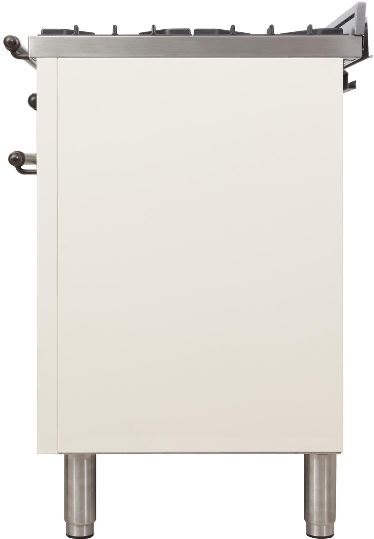 ILVE 36 in. Nostalgie Series Single Oven Propane Gas Burner and Electric Oven Range in Antique White with Bronze Trim, UPN90FDMPAYLP