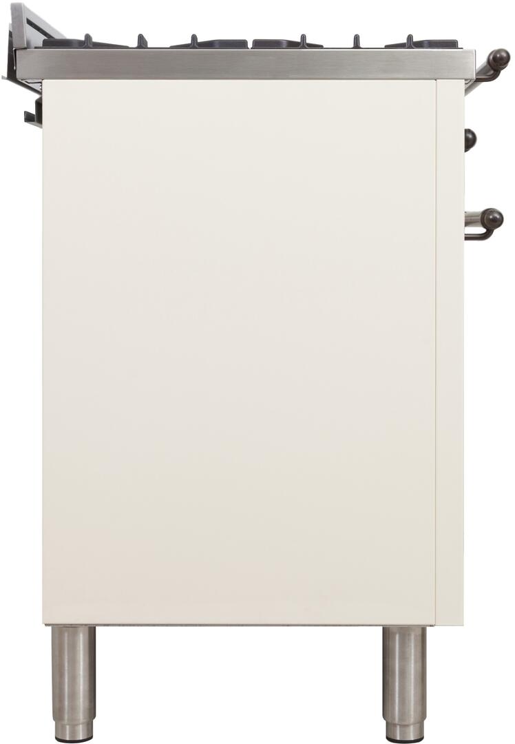 ILVE 36 in. Nostalgie Series Single Oven Propane Gas Burner and Electric Oven Range in Antique White with Bronze Trim, UPN90FDMPAYLP