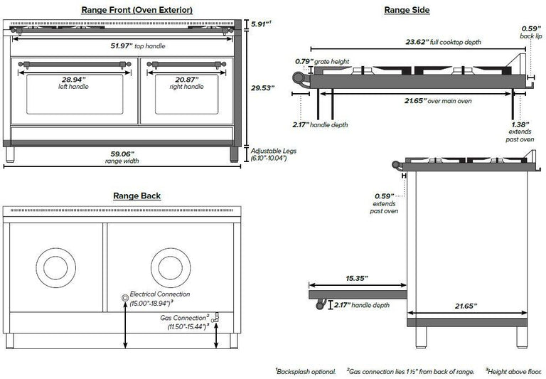 ILVE 60 in. Nostalgie Series Natural Gas Burner and Electric Oven Range in White with Brass Trim, UPN150FDMPBNG