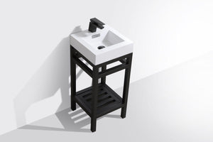 KubeBath Cisco 16 in. Stainless Steel Console with Acrylic Sink - Matt Black, AC16-BK