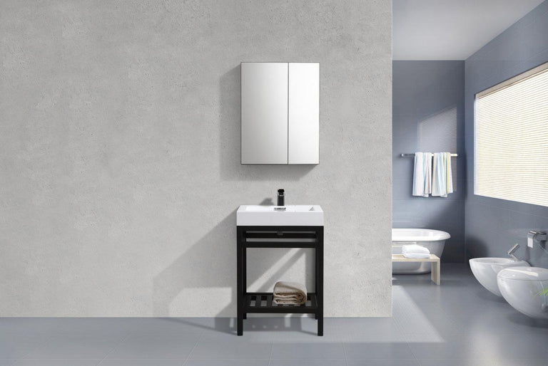 KubeBath Cisco 24 in. Stainless Steel Console with Acrylic Sink - Matte Black, AC24-BK