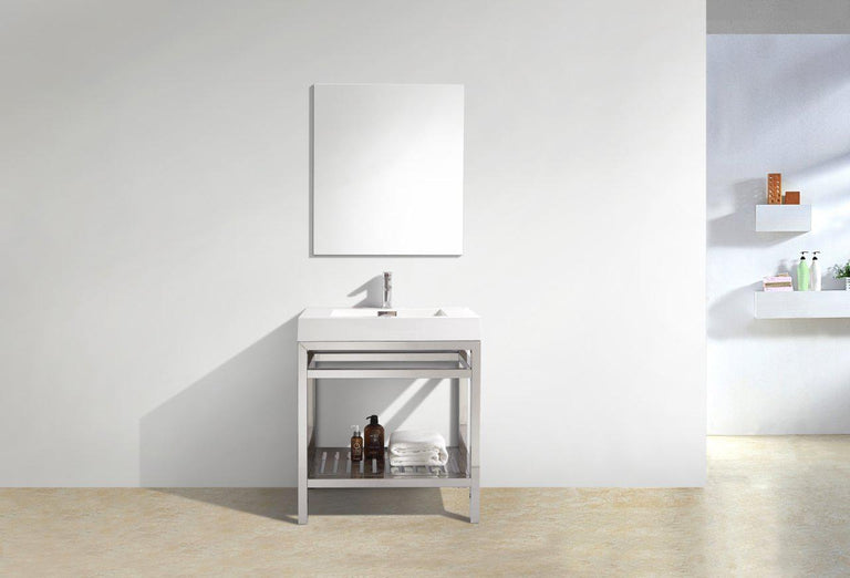 KubeBath Cisco 30 in. Stainless Steel Console with Acrylic Sink - Chrome, AC30