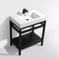 KubeBath Cisco 30 in. Stainless Steel Console with Acrylic Sink - Matte Black, AC30-BK