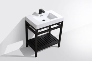 KubeBath Cisco 30 in. Stainless Steel Console with Acrylic Sink - Matte Black, AC30-BK