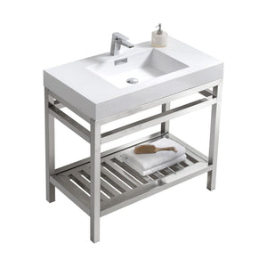 KubeBath Cisco 36 in. Stainless Steel Console with Acrylic Sink - Chrome, AC36