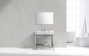 KubeBath Cisco 36 in. Stainless Steel Console with Acrylic Sink - Chrome, AC36