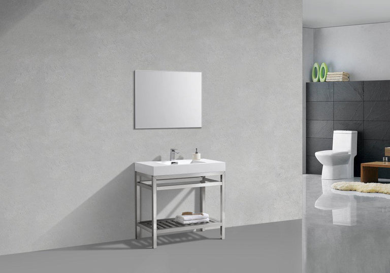 KubeBath Cisco 36 in. Stainless Steel Console with Acrylic Sink - Chrome, AC36