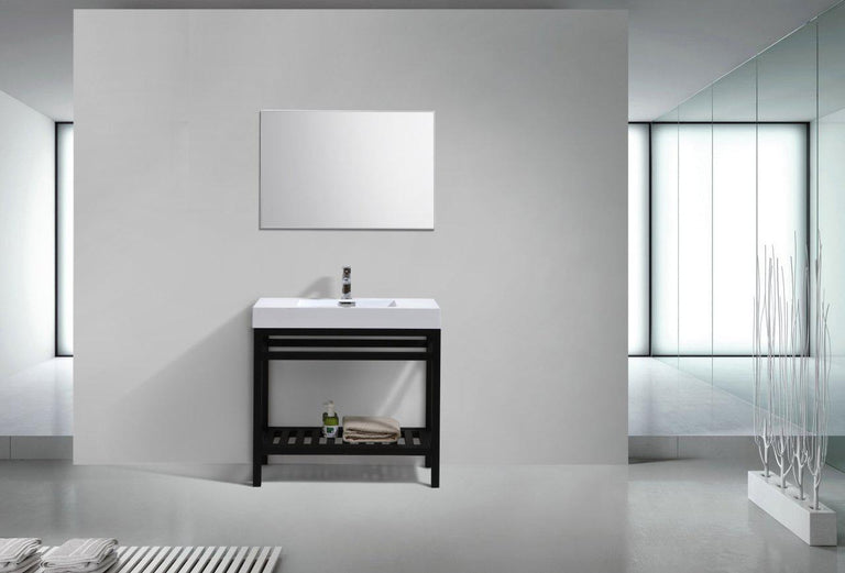 KubeBath Cisco 36 in. Stainless Steel Console with Acrylic Sink - Matte Black, AC36-BK