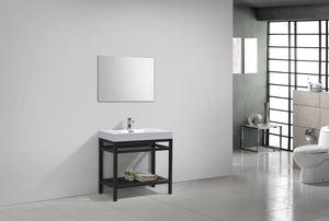 KubeBath Cisco 36 in. Stainless Steel Console with Acrylic Sink - Matte Black, AC36-BK