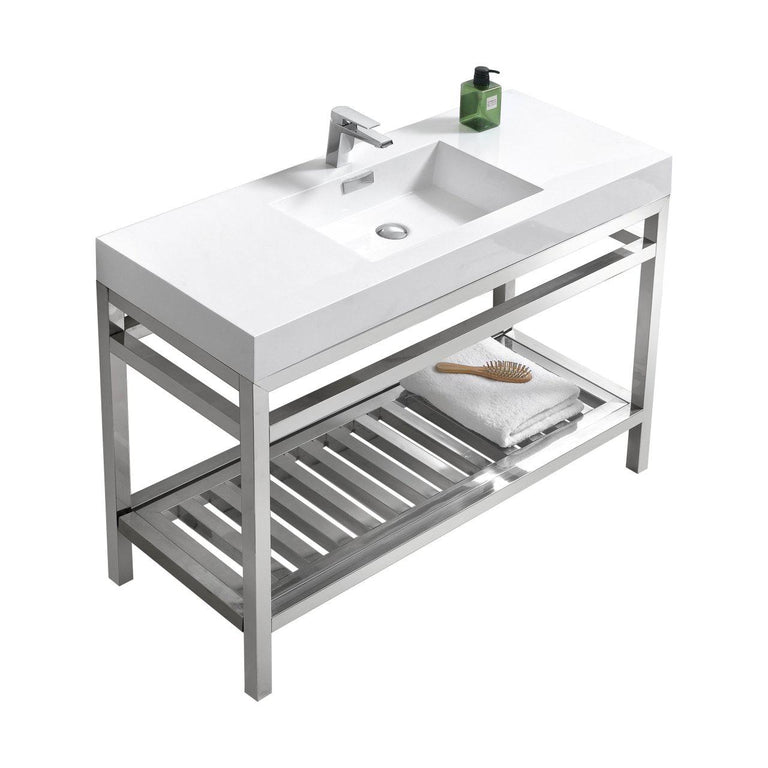 KubeBath Cisco 48 in. Stainless Steel Console with Acrylic Sink - Chrome, AC48