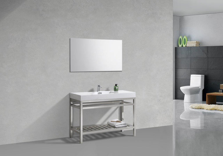 KubeBath Cisco 48 in. Stainless Steel Console with Acrylic Sink - Chrome, AC48
