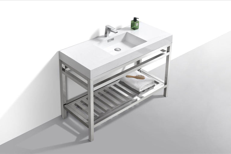 KubeBath Cisco 48 in. Stainless Steel Console with Acrylic Sink - Chrome, AC48