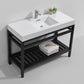 KubeBath Cisco 48 in. Stainless Steel Console with Acrylic Sink - Matte Black, AC48-BK