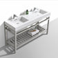 KubeBath Cisco 60 in. Double Sink Stainless Steel Console with Acrylic Sink - Chrome, AC60D