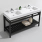 KubeBath Cisco 60 in. Double Sink Stainless Steel Console with Acrylic Sink - Matte Black, AC60D-BK