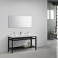 KubeBath Cisco 60 in. Double Sink Stainless Steel Console with Acrylic Sink - Matte Black, AC60D-BK