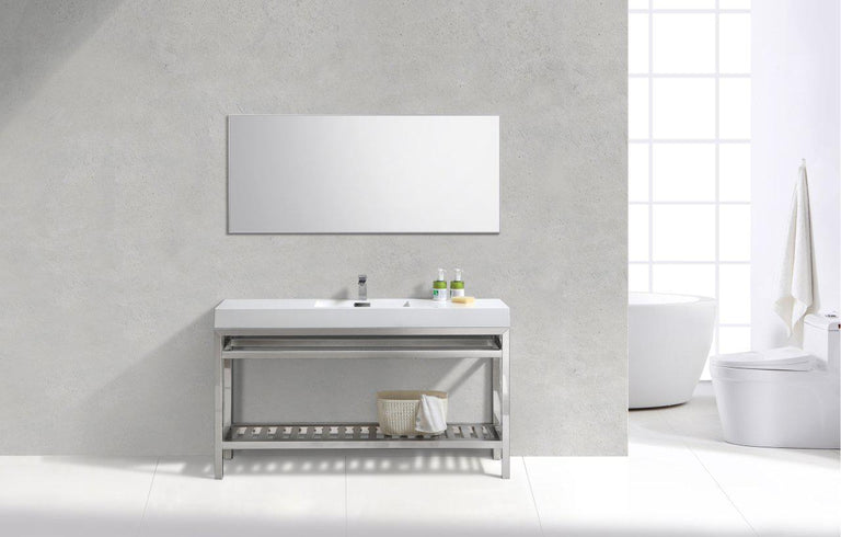 KubeBath Cisco 60 in. Single Sink Stainless Steel Console with Acrylic Sink - Chrome, AC60S