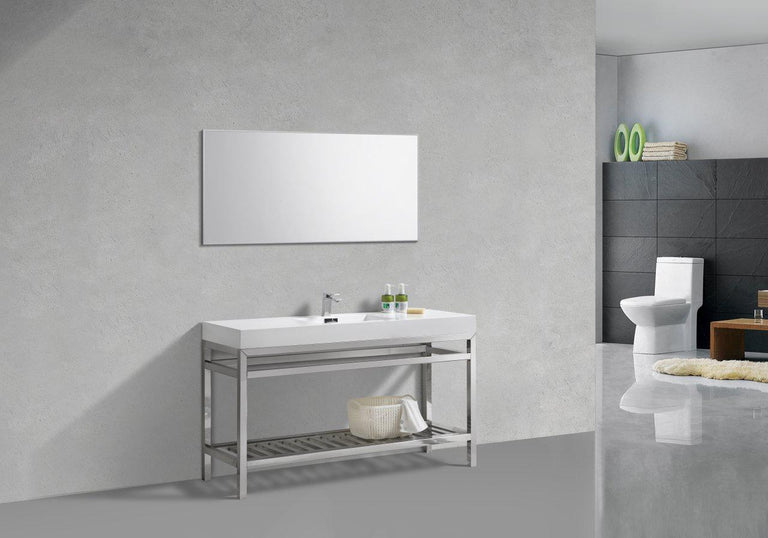 KubeBath Cisco 60 in. Single Sink Stainless Steel Console with Acrylic Sink - Chrome, AC60S