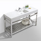 KubeBath Cisco 60 in. Single Sink Stainless Steel Console with Acrylic Sink - Chrome, AC60S