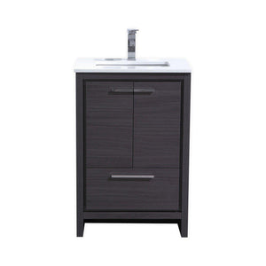 KubeBath Dolce 24 in. Modern Bathroom Vanity with White Quartz Counter Top - Gray Oak, AD624WB