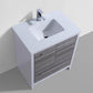 KubeBath Dolce 30 in. Modern Bathroom Vanity with White Quartz Counter Top - Ash Gray, AD630HG