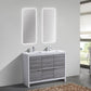 KubeBath Dolce 48 in. Double Sink Modern Bathroom Vanity with White Quartz Counter Top - Ash Gray, AD648DHG