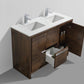 KubeBath Dolce 48 in. Double Sink Rose Wood  Modern Bathroom Vanity with White Quartz Counter-Top, AD648DRW