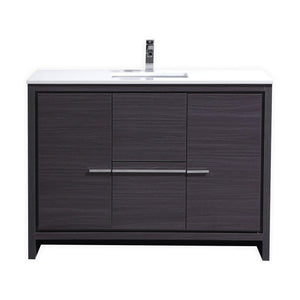 KubeBath Dolce 48 in. Modern Bathroom Vanity with White Quartz Counter Top - Gray Oak, AD648SWB